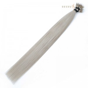 Invisible Wire Nano Tip Hair Extensions Silicone Nano Ring Beads Link Human Hair Grey Color 24inch Virgin Human Hair-Wholesale Hair Extensions Manufacturers