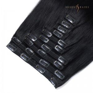 Burmese Clip in Hair Extensions 20inch 100g 100 Remy Human Hair Jet Black for Black Women-Extension Wholesale Suppliers