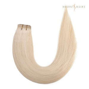 Fashion Source Hair Extensions Wholesale Flat Track Weft With Silk Skin Seamless 22inch Platinum Blonde Hair