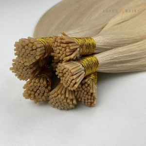 Real Human Hair Extensions -BRAZILIAN #1001 Pearl Blonde Straight Stick Tip/ I Tip Colored Hair Extensions