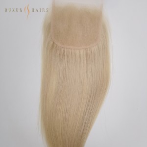 OXLC19 12inch #1001a Platinum Ash Blonde Virgin Human Hair Lace Closure 5×45 Lace Closure 100% Remy Human Hair Straight Custom Color-Hair Piece Manufacturers