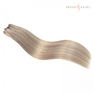 Machine Weft Full Cuticle Dark Ash Blonde Virgin Hair Balayage Highlights Weft Human Hair Extension