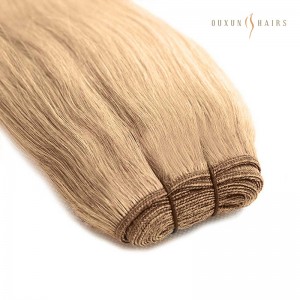 European Virgin Hair Dark Blonde/Ash Blonde Machine Hybrid Wefts Hair Extensions Double Drawn