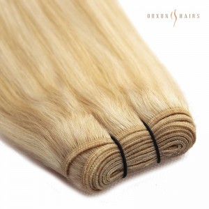 Honey Blonde Mix With Platinum Blonde Machine Hair Weft Hair Extensions Human Hair 10-34 inch 100g Factory Price