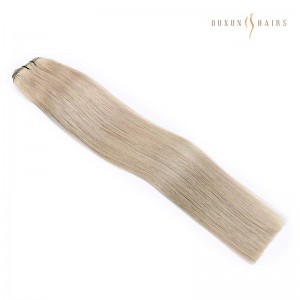 បុរាណ #18a Ash Blonde Hair Extensions Machine Weft Extensions សម្រាប់រូបរាងចម្រុះ