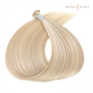 Ash Blonde and Platinum Blonde Highlights Flex Weft Hair Extensions Best Quality Cuticle Hair Double Drawn