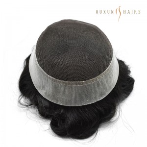 OXAM01 Australia Base Hair Toupee ለወንዶች ዳንቴል PU በሰው ፀጉር ክፍሎች ዙሪያ ወንድ ፕሮቴሲስ መተንፈሻ የሚችል የዊግ ፕሮቴሲስ መተካት 8*10ኢንች የወንዶች ቶፕስ አምራቾች