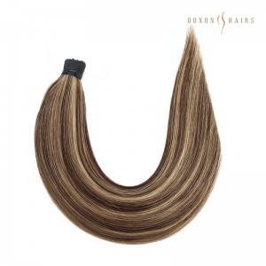 Hair Extension Wholesale Vendors Dark Brown Natural Blonde Highlights Balayage Keratin Microlink I Tip Hair Extensions