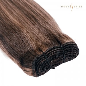 Virgin Hair Machine Weft Full Cuticle Balayage Caramel mixed with Brown Hair Extensions Manufacturer