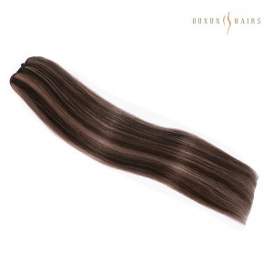 Budurwa Hair Machine Weft Cikakkun Cuticle Balayage Caramel gauraye da Mai Haɓaka Haɗin Brown