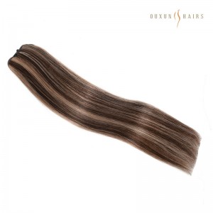 Çîn Manufacturer Dark Brown & Dirty Blonde Mix Virgin Remy Human Hair Weave Styles & Lengths Cuztomizable