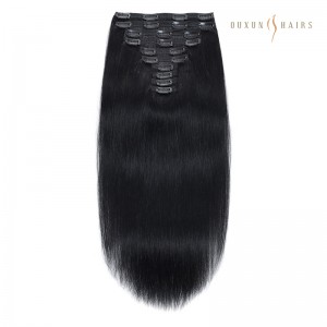 Burmese Clip in Hair Extensions 20inch 100g 100 Remy Human Hair Jet Black for Black Women-Extension Wholesale Suppliers