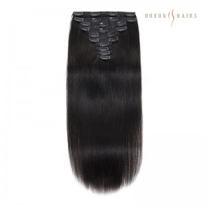 Clip In Hair Extensions Virgin Remy Human Hair Clip On Hair Extensions 7 Pcs 100 g Pack Straight Natural Black 14-34 inch Hair Extensions Virgin Hair Factory