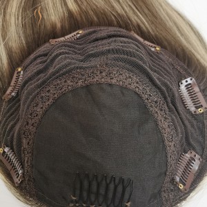 OXTS06 8″×8″Silk Top Crown Light Ash Blonde/Brown Balayage Highlight Hair Topper 16inch  High Quality Human European Hair Skin Top With Wefted Back Hair Pieces For White Women-Boutique ...