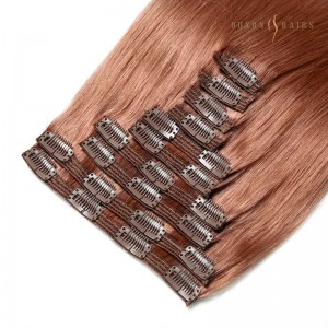 Natural Copper Red Clip In Hair Extensions,Human Hair,European Human Hair,Auburn Human Hair Extensions 22inch Seamless-Top Human Hair Extension Brands