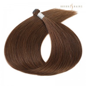 Premium 22″ Genius Wefts, 100g, Chestnut Brown (#4), Natural Straight, Virgin 100% Human Hair from China Factory