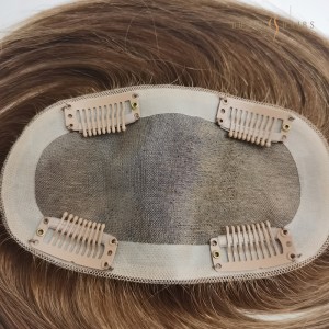 OXTM01 3*5inch Base Size 8inch Dark Brown in Stock #4 Color Mono Small Hair Topper For Women Hair System Monofilament Base Pre-styled-Wholesale Wig Supplies