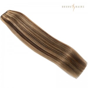 China Factory Dinka a Extensions Balayage Budurwa Hair Machine Weft Brown Mix Tare da Chestnut Bronzed