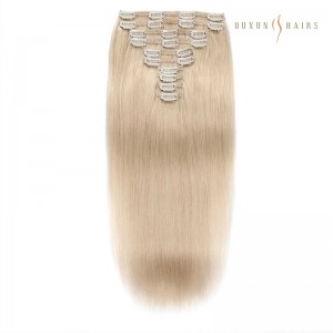 20inch Double Side Seamless Champagne Blonde | Full Head With Sides | Clip in hair extensions-Wholesale Hair Extension Vendors