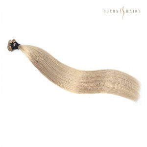 Champagne Blonde Keratin Bond Hair Extensions For Balding Crown Flat Tip Strand Extensions Remy Hair