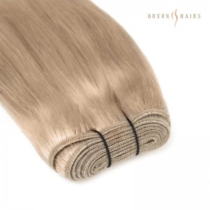 Factory Direct Virgin Machine Weft Human Hair Extensions Sew In Weave Champagne Blonde Hair