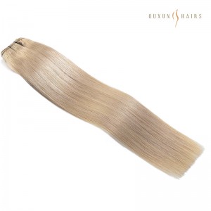 Factory Direct Virgin Machine Weft Human Hair Extensions Sew In Weave Champagne Blonde Hair