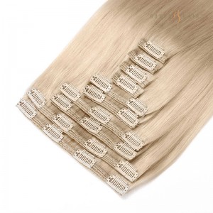 20inch Double Side Seamless Champagne Blonde | Full Head With Sides | Clip in hair extensions-Wholesale Hair Extension Vendors