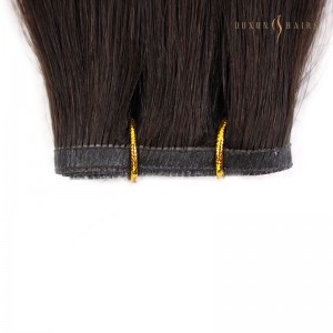 Premium 18-Inch Dark Brown 100% Remy Human Hair Extra Thin Flat Hybrid Weft Extensions-Direct from Manufacturer, 100g, Color #2