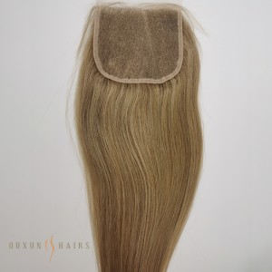 OXLC15 M4/613 Kolor nga Mixed Blonde nga Kolor Uban sa Ash Brown Highlight 5X5 pulgada Gidak-on Lace Pagsira Custom Smart HD Dili Mamatikdan Swiss Lace-Wig Supplier Co