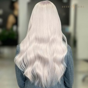 Russian Virgin Hair Mongolian Hair Extensions Fusion Keratin Nano Bond Ring Link Super Double Drawn #60a Silver White Blonde Straight-Reputable Hair Extension Companies