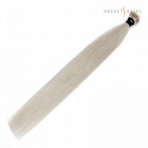 Rus Virgin Hair Monqol Saç Uzantıları Fusion Keratin Nano Bond Ring Link Super Double Drawn #60a Silver White Sarışın Düz-Etibarlı Saç Uzatma Şirkətləri