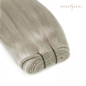 China Manufacturer Sew In Machine Weft Human Hair Virgin Bundles #60a Silver White Blonde Hair Extensions