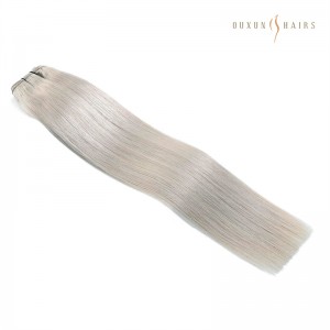 China Manufacturer Sew In Machine Weft Human Hair Virgin Bundles #60a Silver White Blonde Hair Extensions