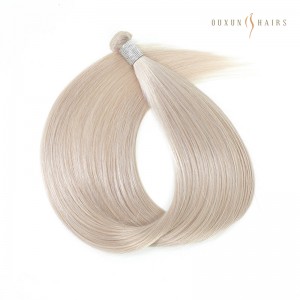 China Factory Wholesale #60A Ash Platinum White Silver Blonde- Straight Q-Weft Hair Extension