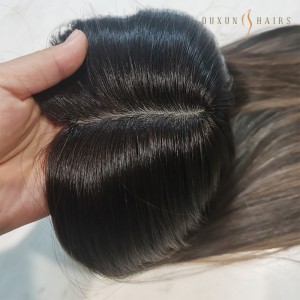 OXTS02 Human Hair Silk Base Topper with Wefted Back Hair Pieces Hair System 6X7inch Base Size 18inch European Human Hair