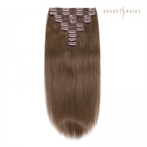 Chestnut Brown 28 inch Human Hair Clip In Extensions Volumizer-Extension Hair Supply Straight 8PCS/7PCS Full Head 150G