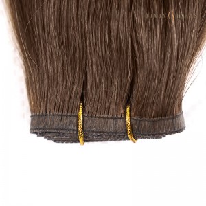 Wholesaler Supplier #8 ASH BROWN Virgin  Sew In Human Hair Flat Track Weft Weave with Stitching Lines