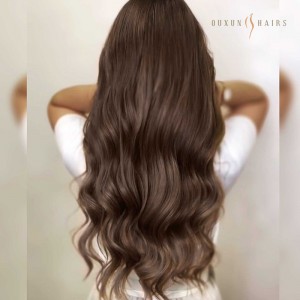 Wholesaler Supplier #8 ASH BROWN Virgin  Sew In Human Hair Flat Track Weft Weave with Stitching Lines