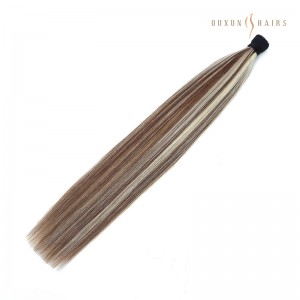 China Professional Hair Extension Suppliers 20inch Ash Brown Platinum Blonde Mix Hair High Quality I Tip Custom Keratin-Tipped Hair Extensions