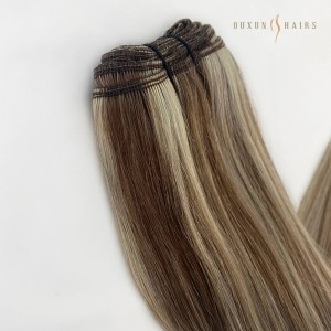 Ash Brown & Platinum Blonde Highlights Virgin Human Hair Machine Weft Extensions | Hair Weave