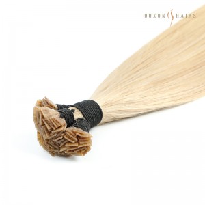 Champagne Blonde Keratin Bond Hair Extensions For Balding Crown Flat Tip Strand Extensions Remy Hair