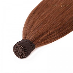 Top Human Hair Extension Brands Medium Copper High Quality 12inch Straight Double Drawn Stick Tip Hair Extensionson On Short Hair Remy Hair