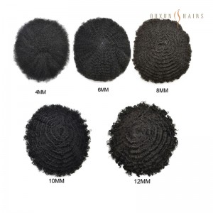 OXQ602 Q6 HAIR Afro Kinky Curly Toupee for Black Men Hair Units Indian Brazilian Human Hair Mens Toupee HD Lace Front With Poly Back And Side Men Hairpieces Hair Replacements Systems-French Lace Wholesale Suppliers