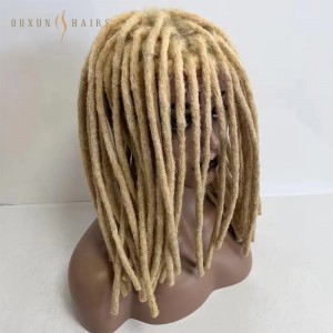 OXTL30 100 Hand Made Crochet Dread Locks 16 inches European Virgin Human Hair Systems 8×10 Topper Men Toupee Blonde #613 Dreadlocks Full Lace Units for Black Woman-Hairpiece Factory