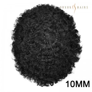 OXLM02 Full Lace Base Afro Toupee for men Afro curl Hair pieces kinky curly Human hair replacement system hair units black men 10×8″ full lace hair piece Afro Wavy-Dropshipping Wig Suppliers