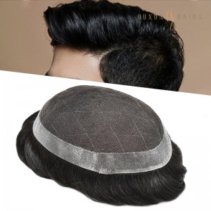 OXAM02 Australia Base Men Toupee Lace with PU Hairpieces Hair System With PU Perimeter Male Prosthesis Breathable Wig Prosthesis Replacement Wholesale China Factory