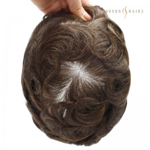 OXAM02 Australia Base Men Toupee Lace with PU Hairpieces Hair System With PU Perimeter Male Prosthesis Breathable Wig Prosthesis Replacement Wholesale China Factory