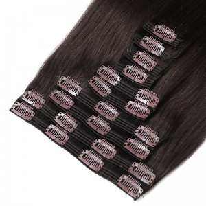 Various Colours 7 Pieces 20 inch Human Hair Extensions Clip In 200g Midnight Brown-Best Clip in Extension Brands