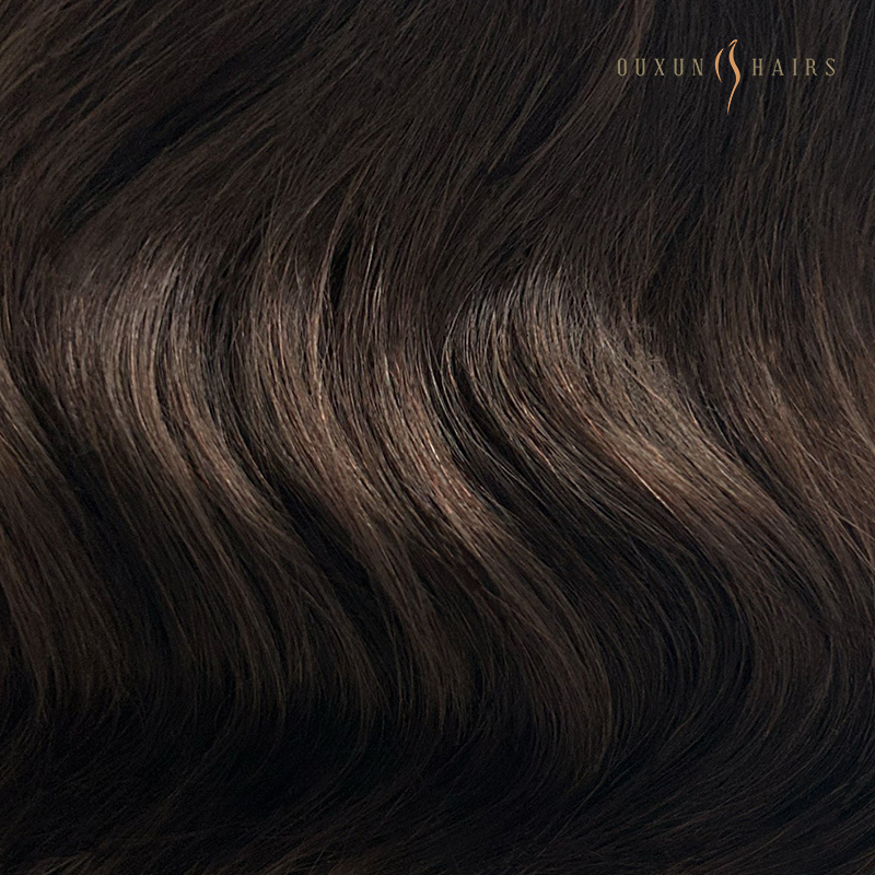 Dark Brown Chocolate Color 2# Virgin Human Machine weft (5)