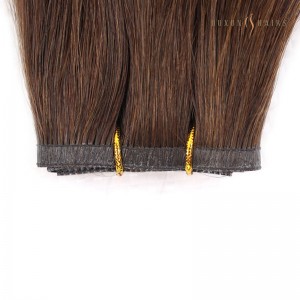 Remy Ouxun Hair Double Drawn Human Hair Skin Seamless Flat Weft Weave Track Extensions – #4 Chestnut Brown